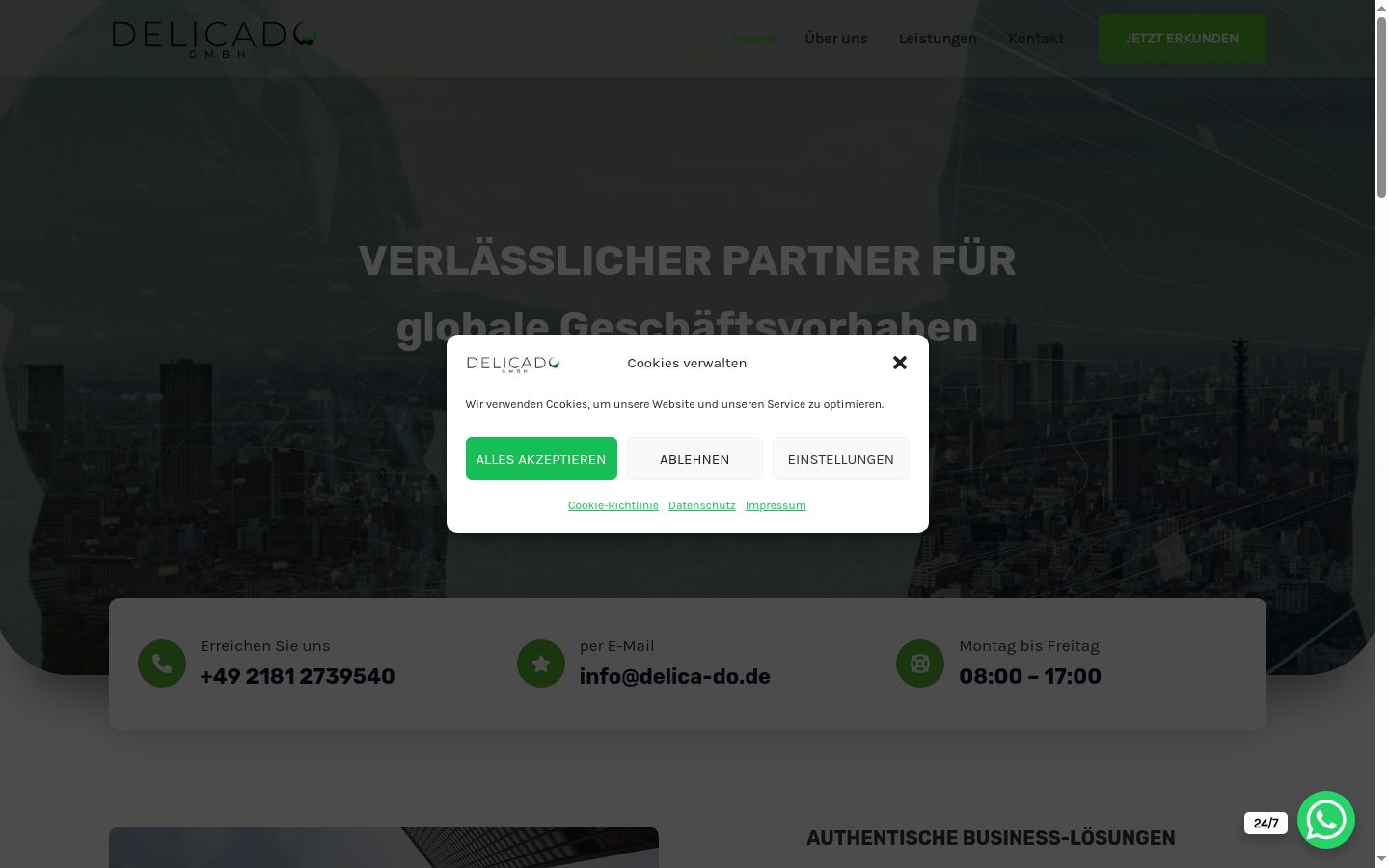 Screenshot of the consent banner shown before any interaction