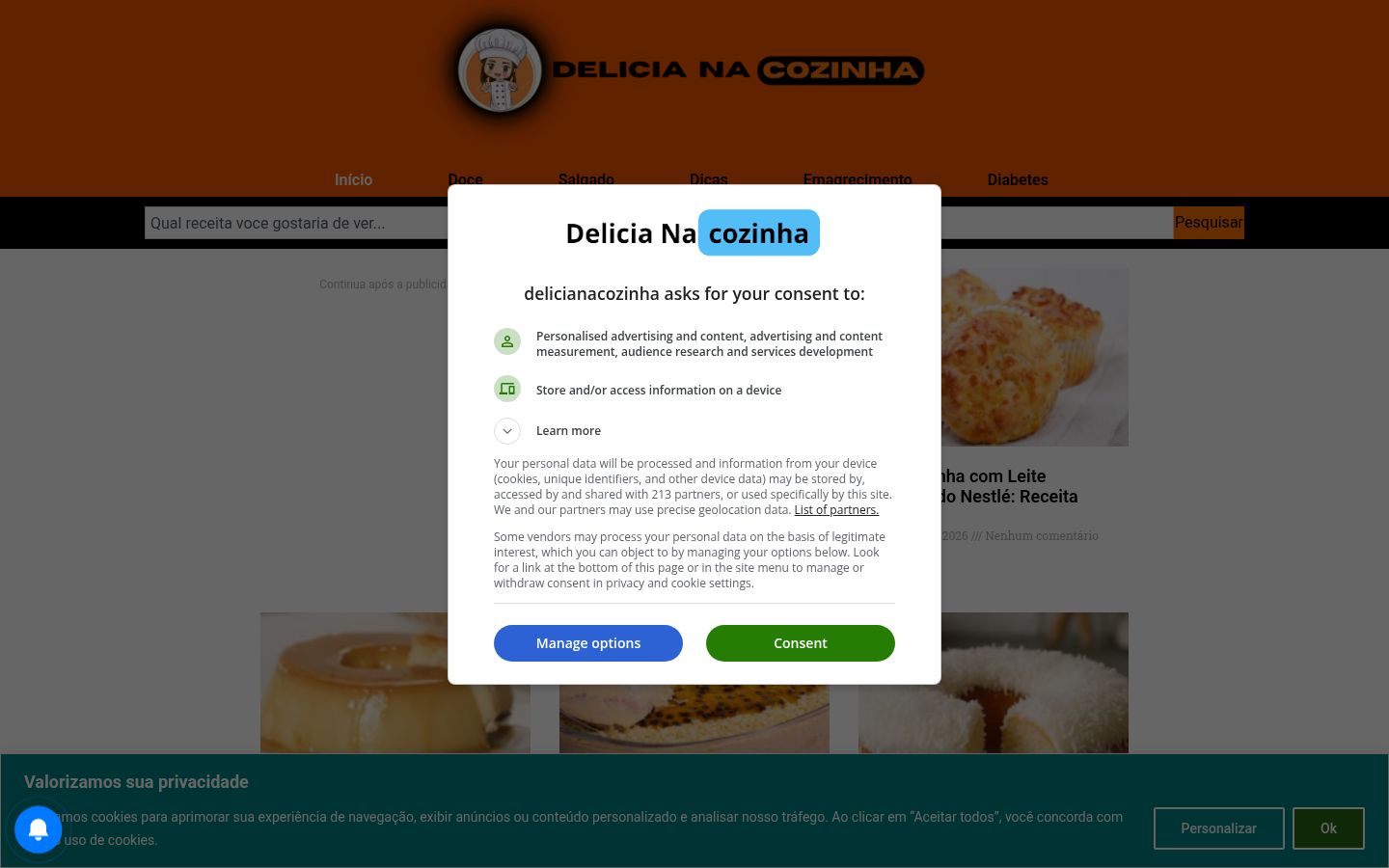 Snímek obrazovky baneru souhlasu zobrazeného před jakoukoli interakcí