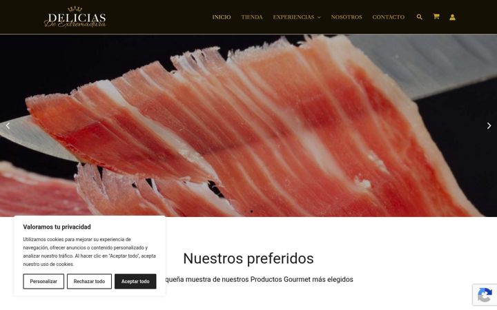 Snimka zaslona za deliciasdeextremadura.es