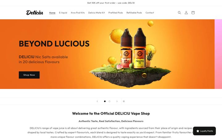 Екранна снимка на deliciuliquid.co.uk