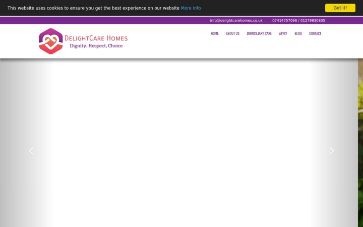 Screenshot of delightcarehomes.co.uk