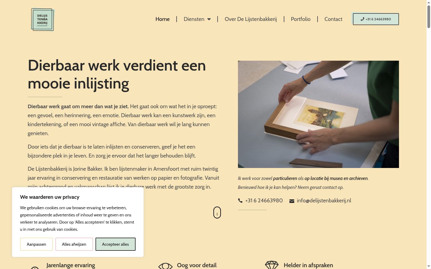 Screenshot van de toestemmingsbanner zoals getoond vóór enige interactie