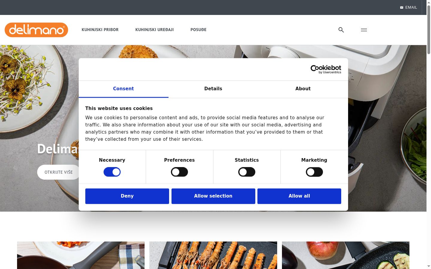Screenshot of the consent banner shown before any interaction