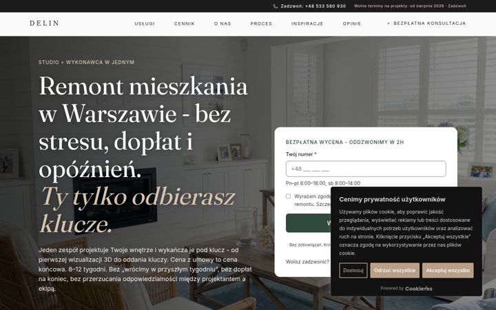 Captură de ecran a delin.pl
