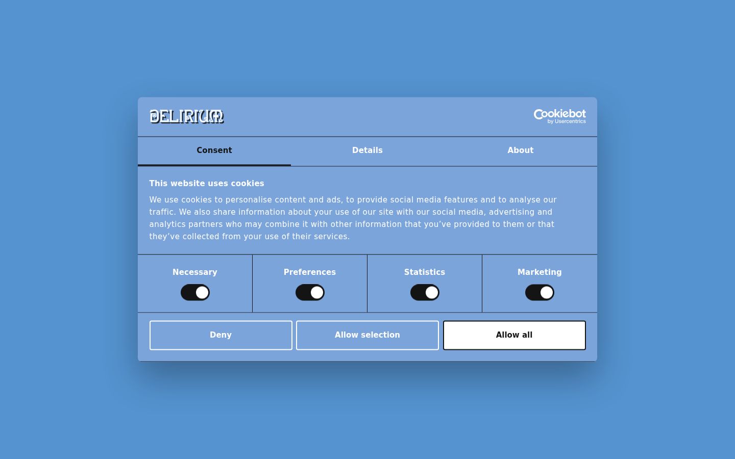 Screenshot of the consent banner shown before any interaction
