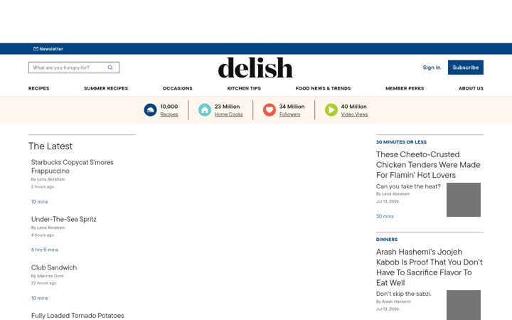 Ekrano kopija delish.com