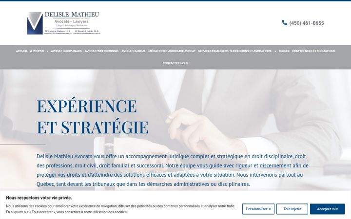 Skärmbild av delislemathieuavocats.ca