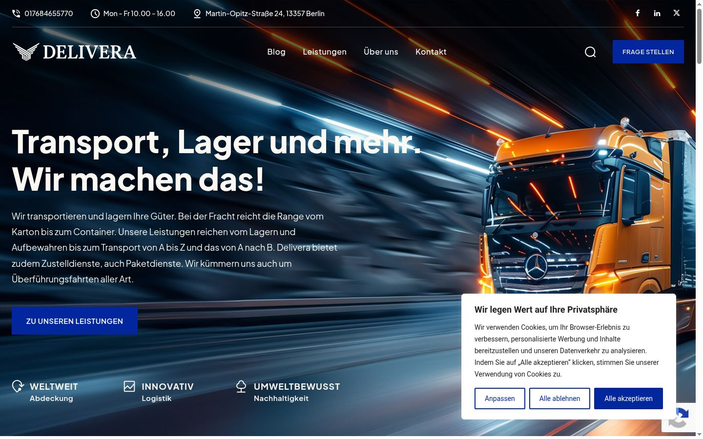 Screenshot del banner di consenso mostrato prima di qualsiasi interazione