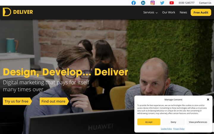 Kuvakaappaus sivustosta delivermedia.co.uk