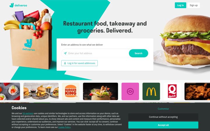 Zrzut ekranu deliveroo.be