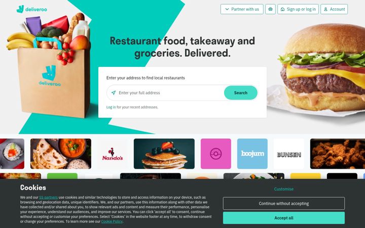 Screenshot of deliveroo.ie