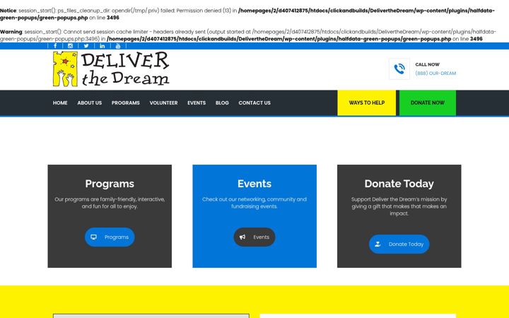 Screenshot of deliverthedream.org