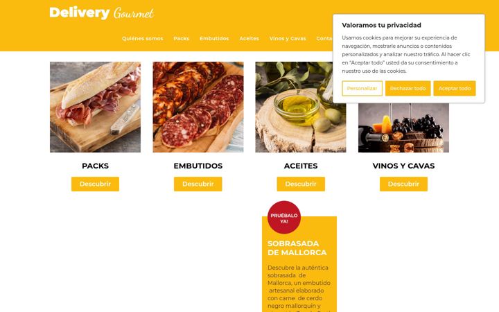 Ekrānuzņēmums no deliverygourmet.es