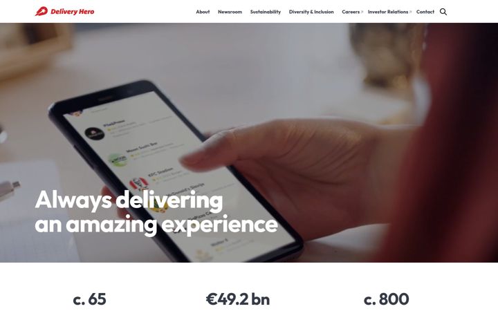 Ekraanipilt saidist deliveryhero.com