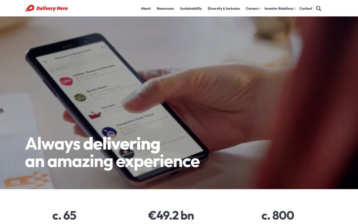 Skærmbillede af deliveryhero.net