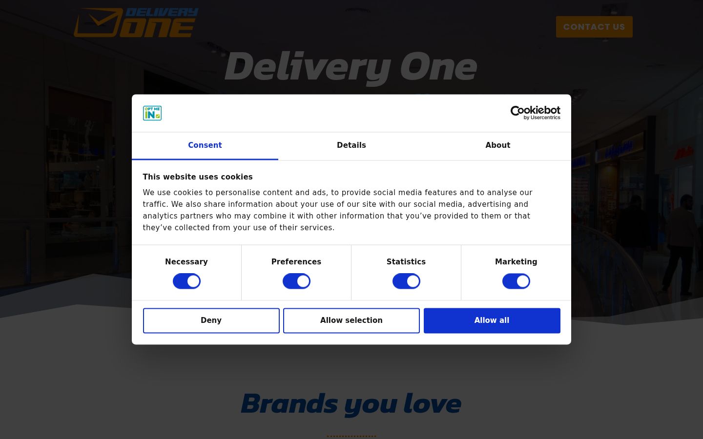 Screenshot del banner di consenso mostrato prima di qualsiasi interazione