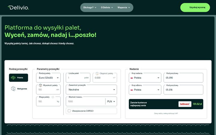 Screenshot of delivio.eu