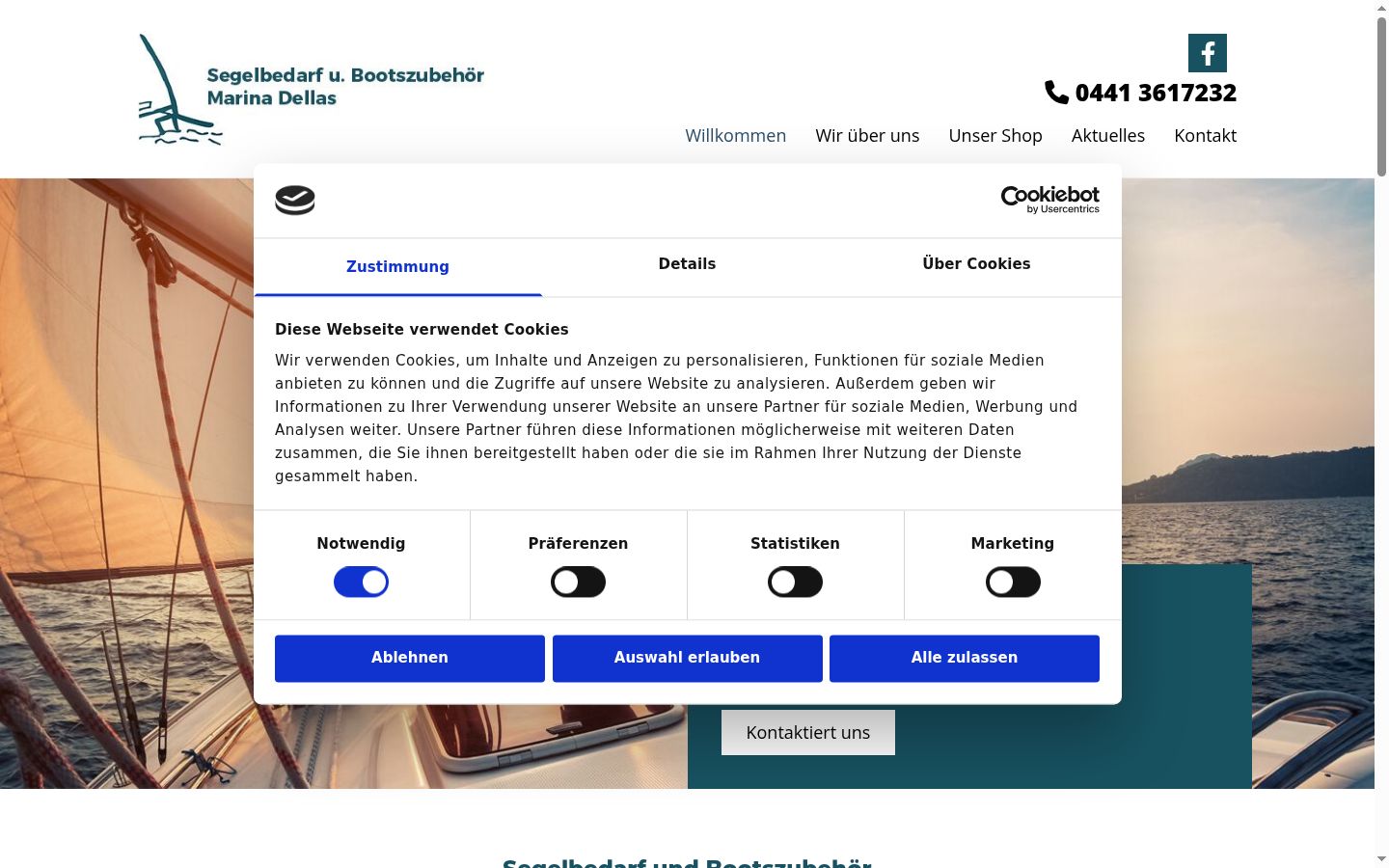 Screenshot of the consent banner shown before any interaction