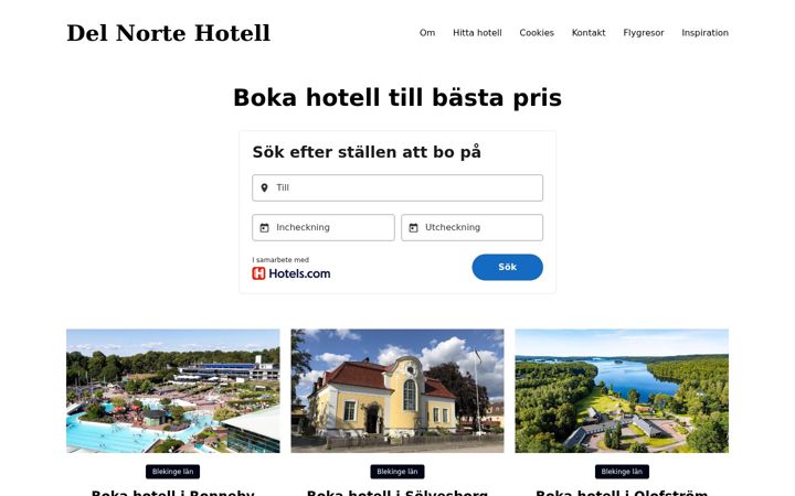 Screenshot of delnortehotell.se