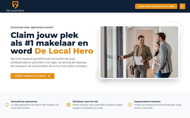 Screenshot van delocalhero.nl