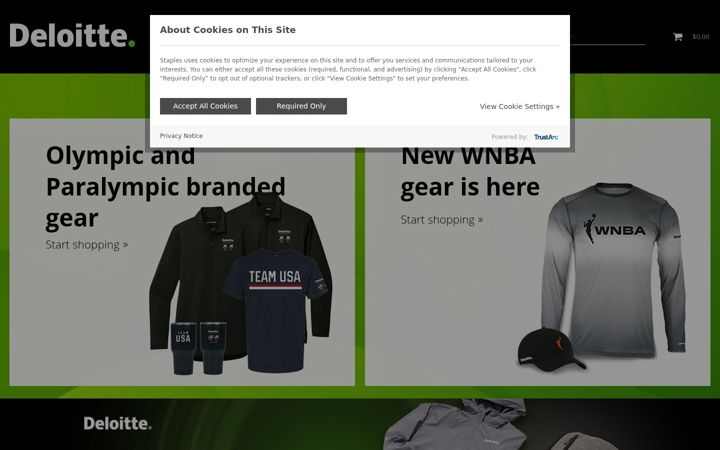 Screenshot of deloitteussponsorshipgear.com