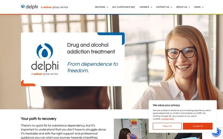 Kuvakaappaus sivustosta delphimedical.co.uk