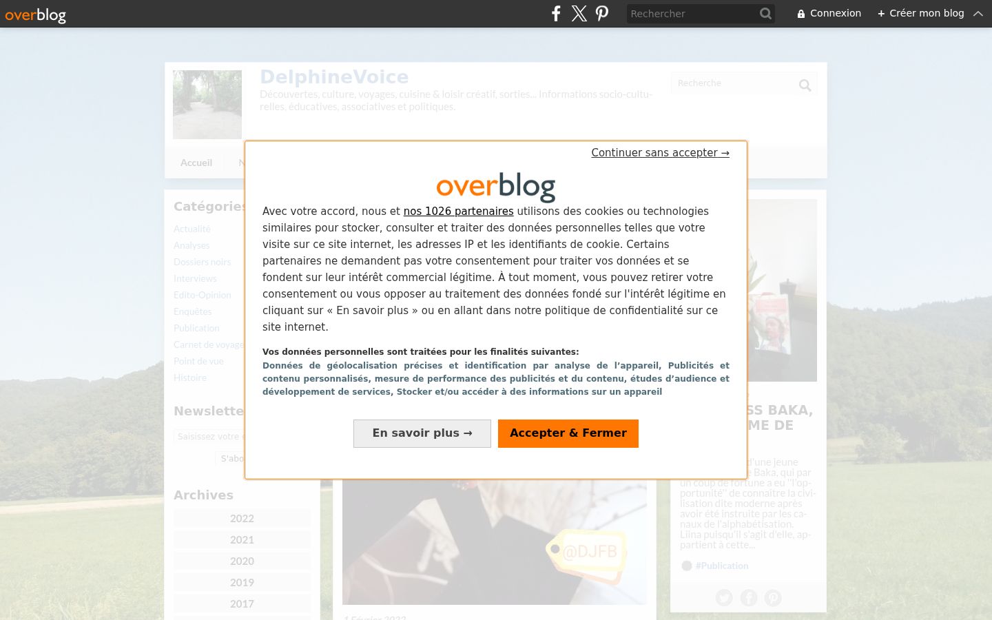 Screenshot del banner di consenso mostrato prima di qualsiasi interazione