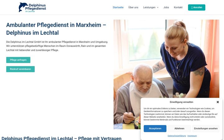 Screenshot of delphinus-pflege.de