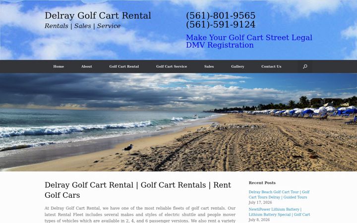 Screenshot of delraygolfcartrental.com