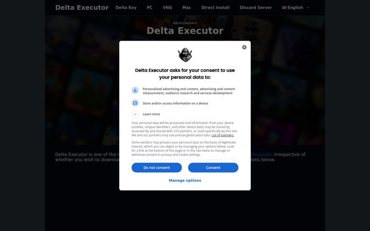 Ekrano kopija delta-executor.com