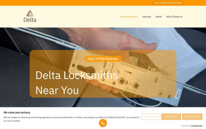 Screenshot of delta-locksmiths.co.uk