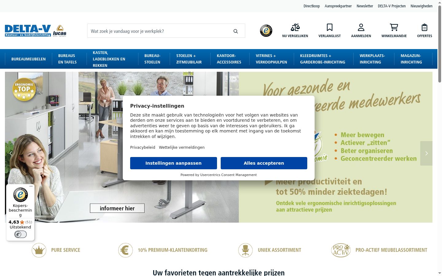 Captura de ecrã do banner de consentimento apresentado antes de qualquer interação