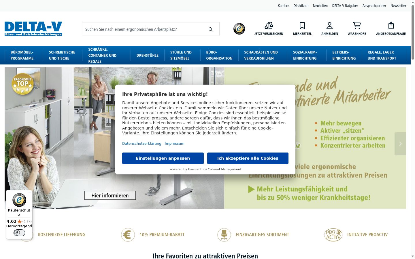Skärmbild av samtyckesbannern som visades före någon interaktion