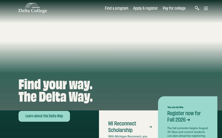 Screenshot of delta.edu
