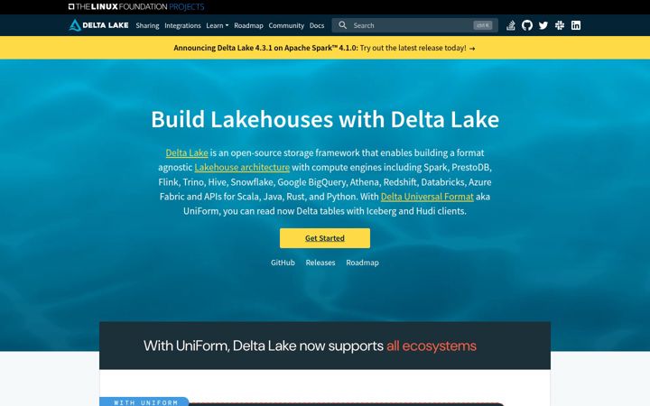 Screenshot of delta.io