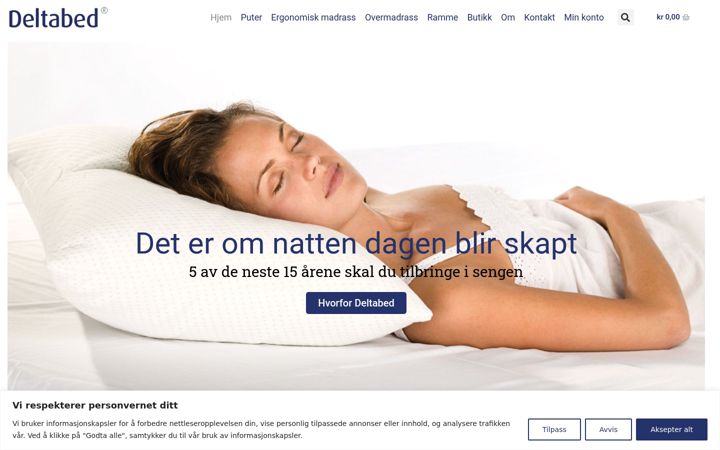 Screenshot stránky deltabed.no