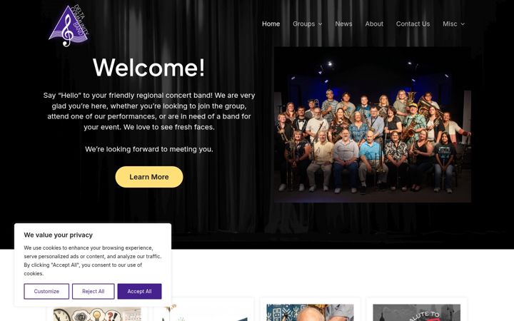 Screenshot of deltacommunityband.org
