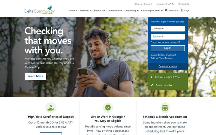 Screenshot of deltacommunitycu.com