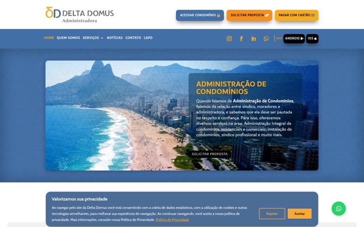 Екранна снимка на deltadomusadm.com.br