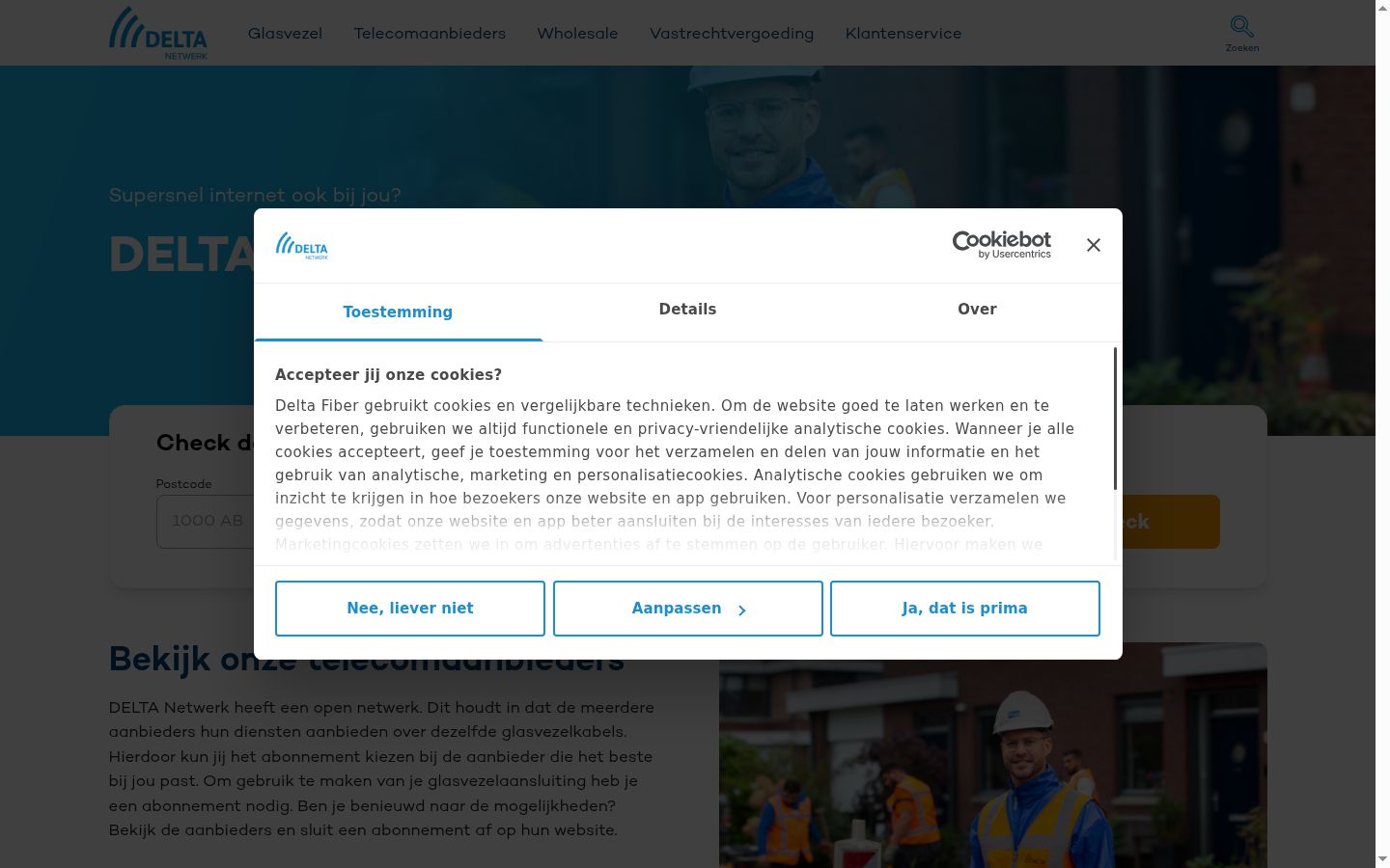 Screenshot del banner di consenso mostrato prima di qualsiasi interazione
