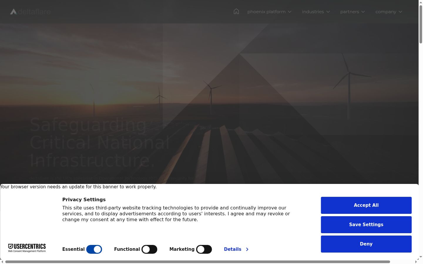 Screenshot del banner di consenso mostrato prima di qualsiasi interazione