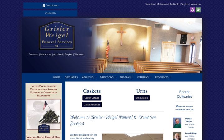 Screenshot of deltafuneral.com