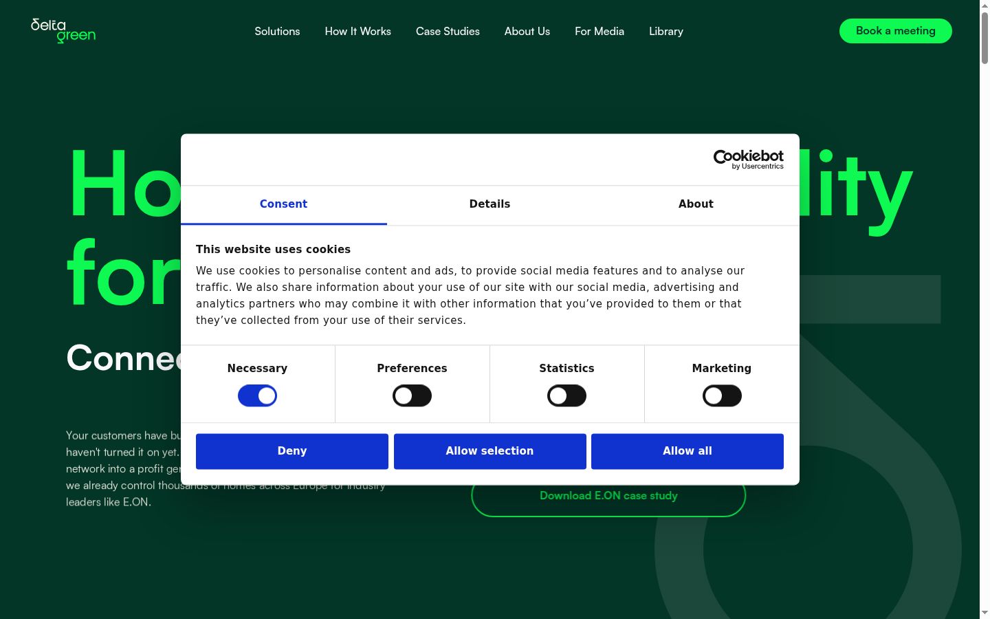 Screenshot of the consent banner shown before any interaction