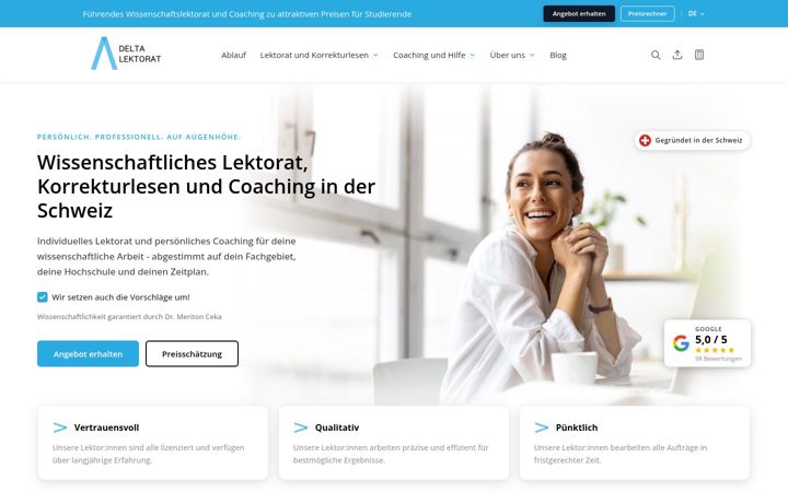 Screenshot of deltalektorat.ch