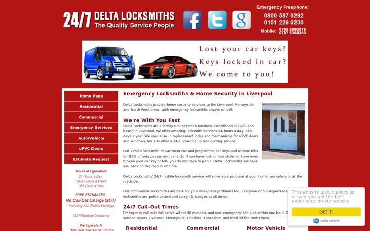 Screenshot of deltalocksmiths.co.uk