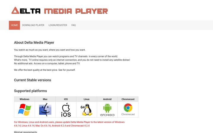 Screenshot of deltamediaplayer.com