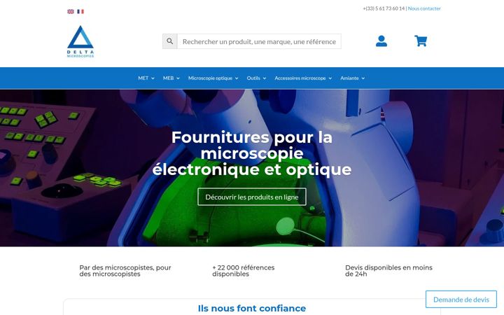 Screenshot of deltamicroscopies.com