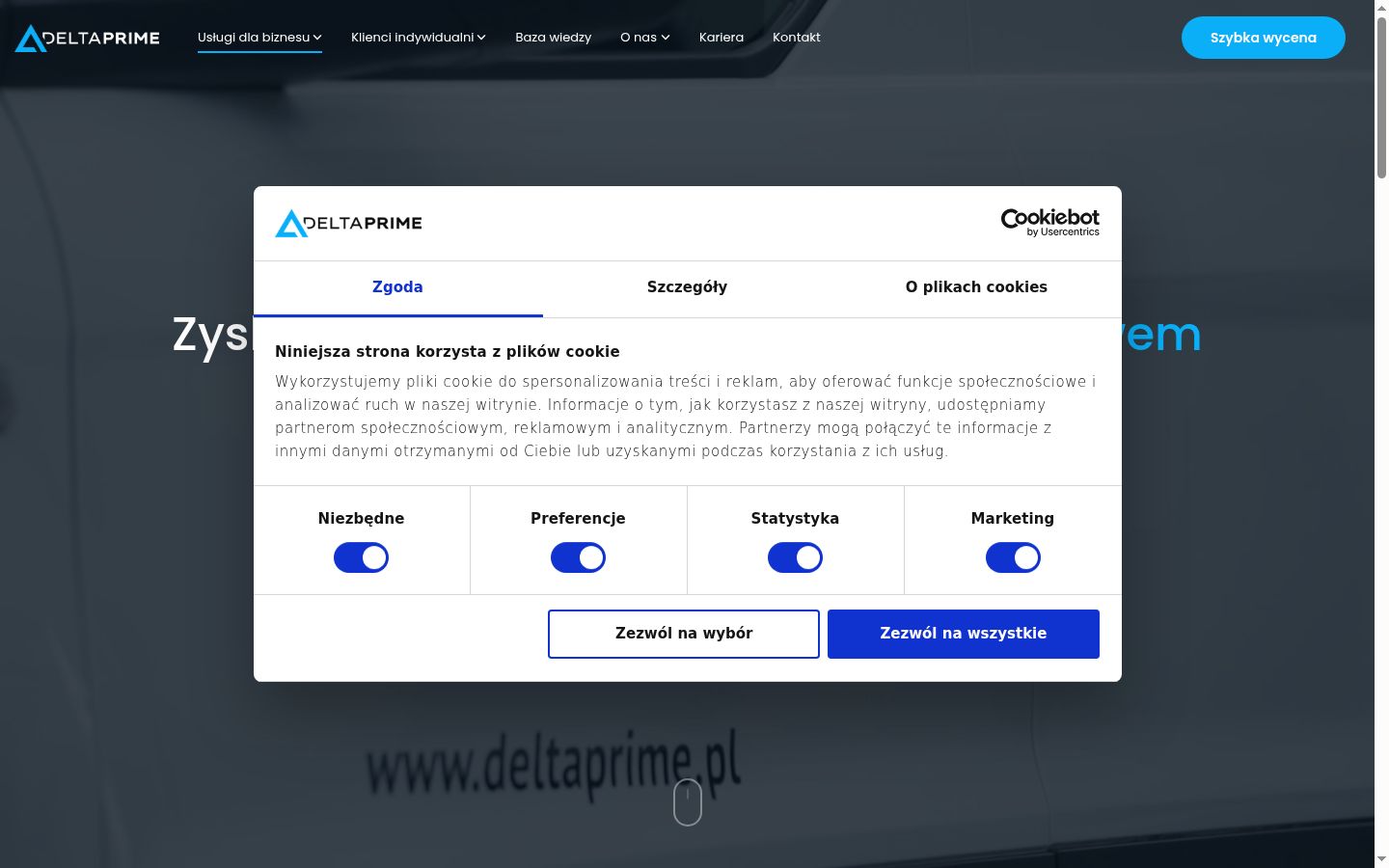 Captură de ecran a bannerului de consimțământ afișat înainte de orice interacțiune