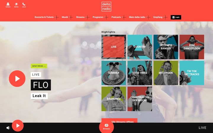 Screenshot of deltaradio.de