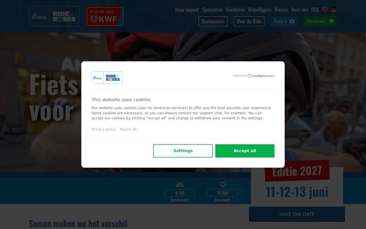 Snímek obrazovky deltaridefortheroses.nl